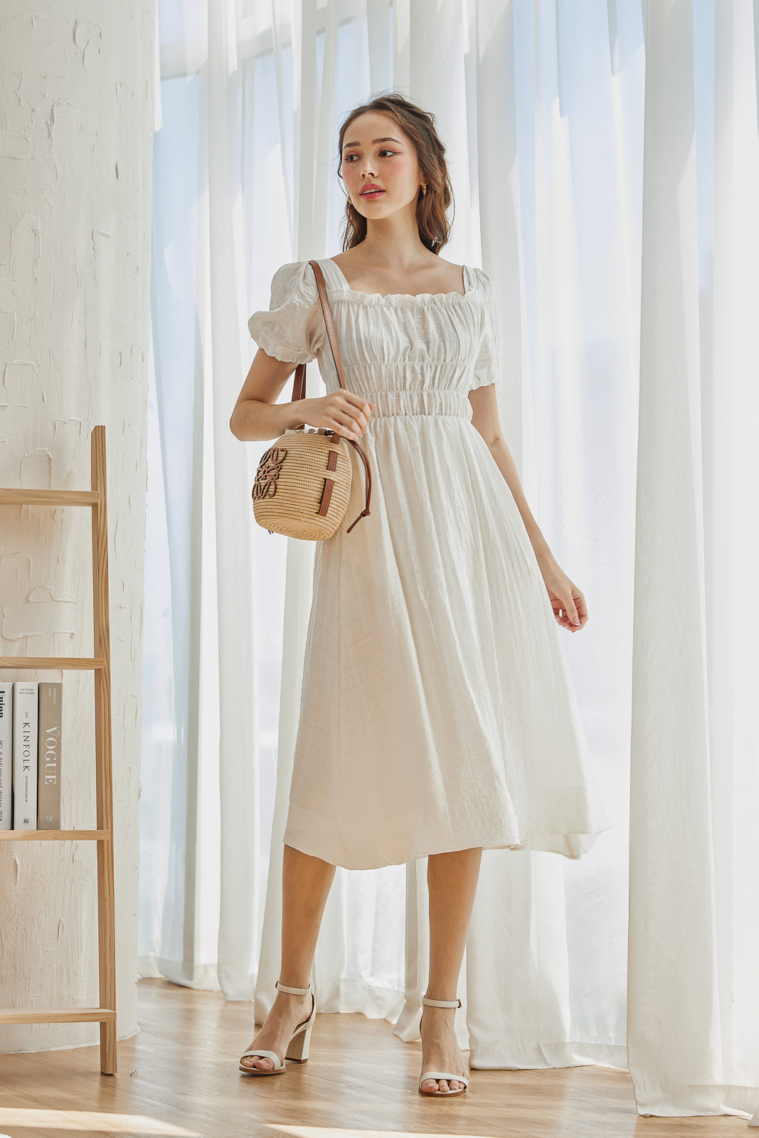Restocked* Amelyn Smocked Dress in White