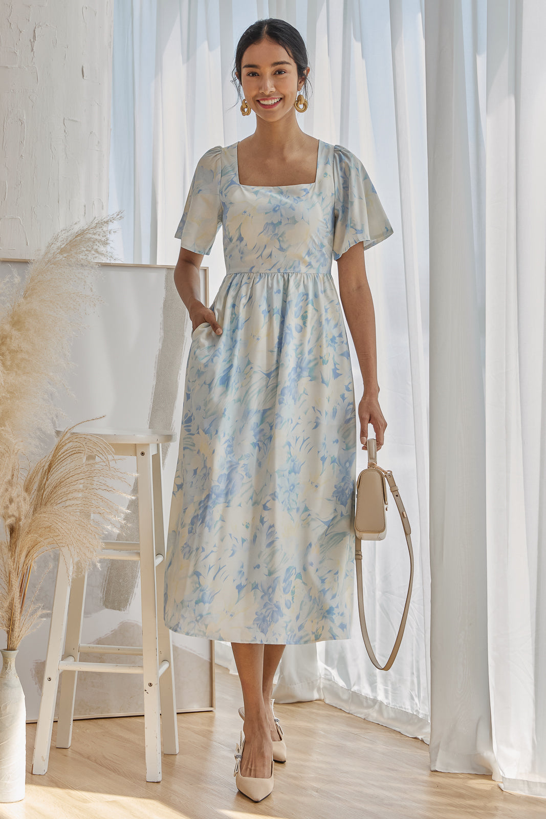 Hibiscus Maxi Dress in Sky