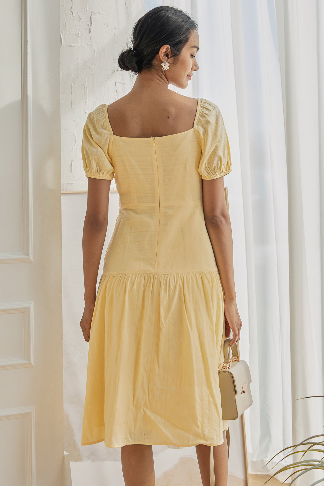 Carolyn Side Button Dress in Daffodil