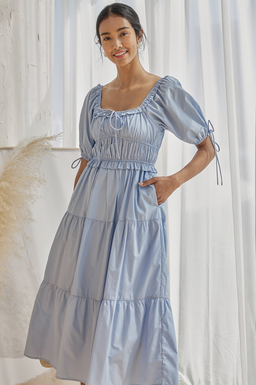 Lyon Smocked Tiered Dress in Periwinkle