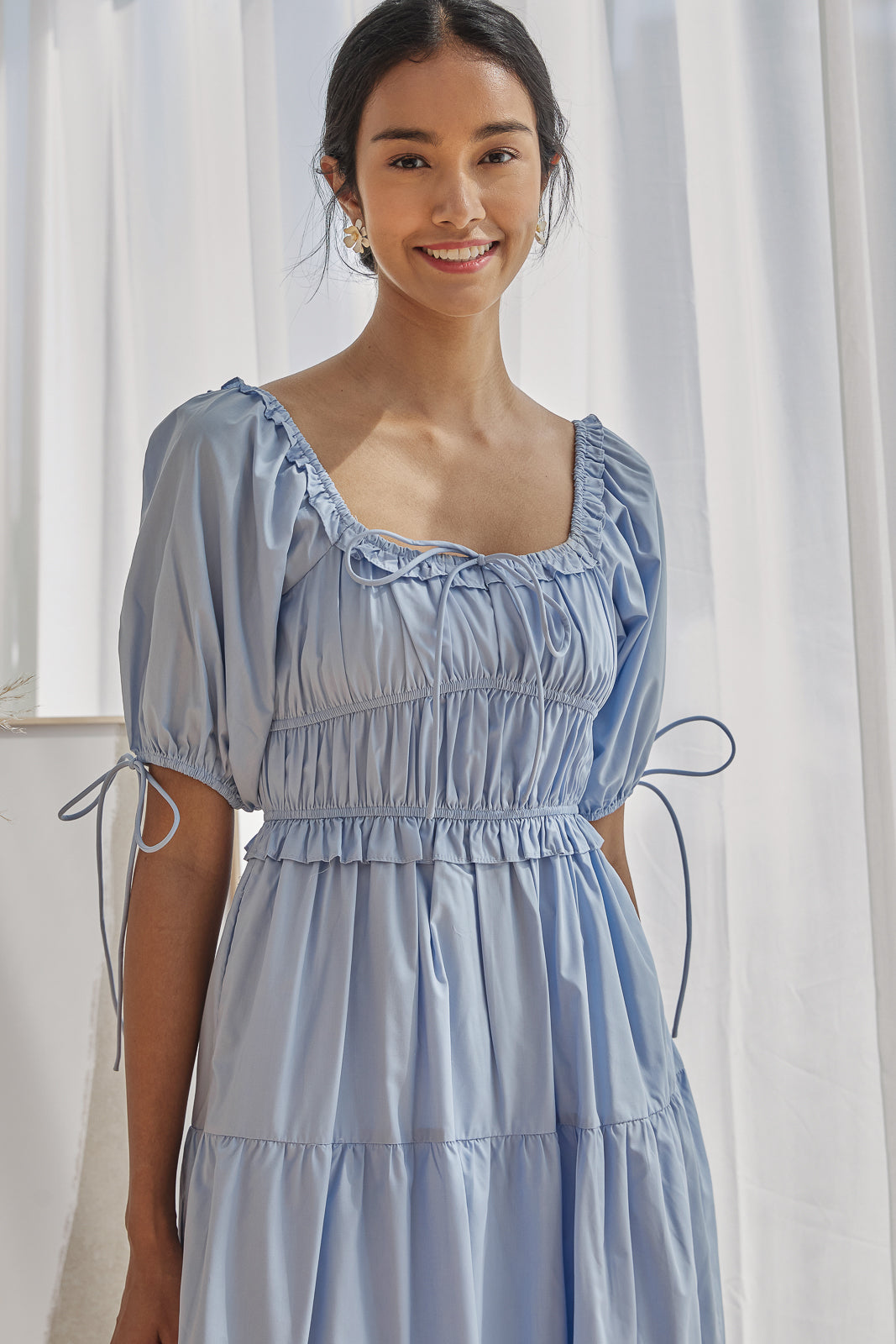 Lyon Smocked Tiered Dress in Periwinkle