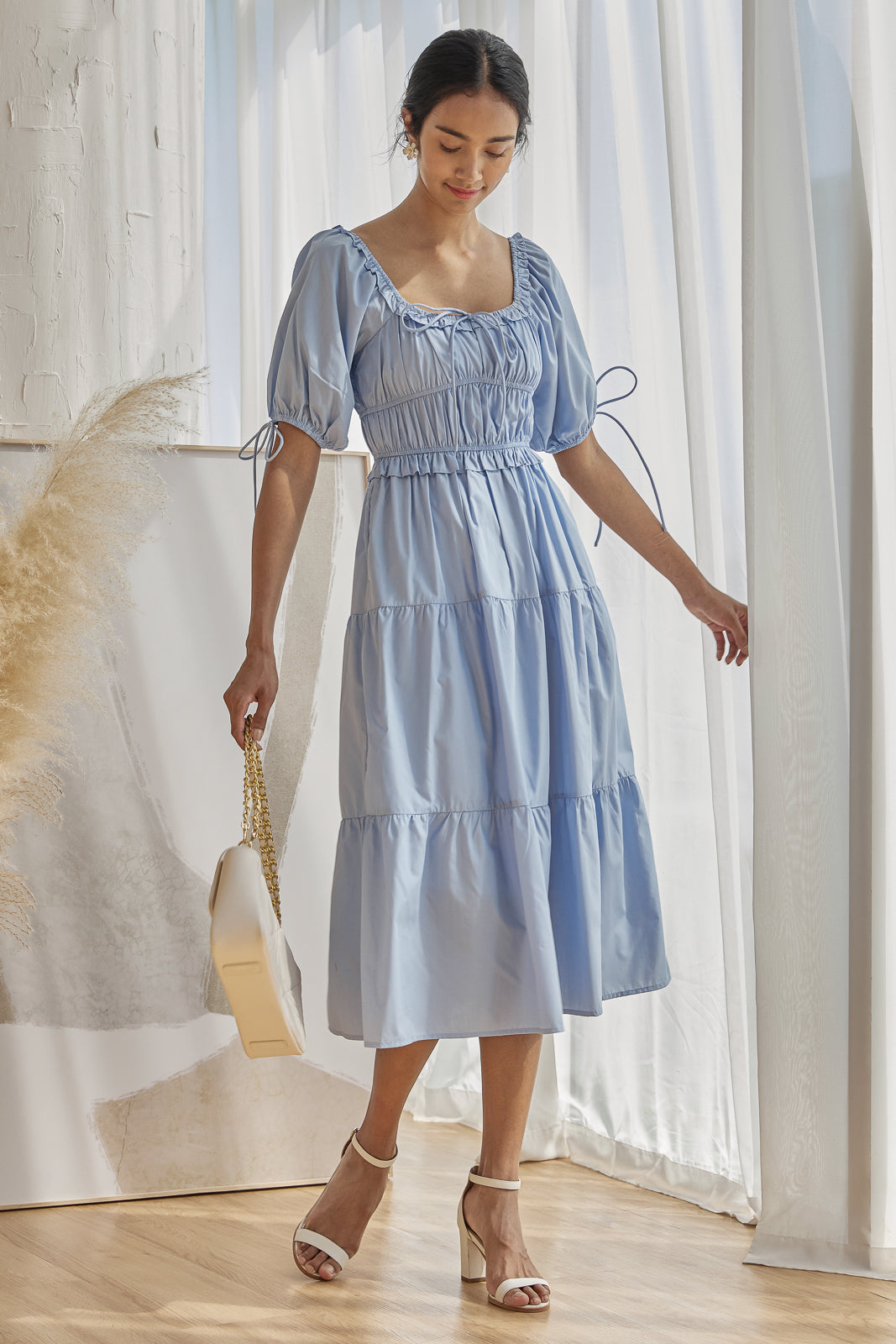 Lyon Smocked Tiered Dress in Periwinkle