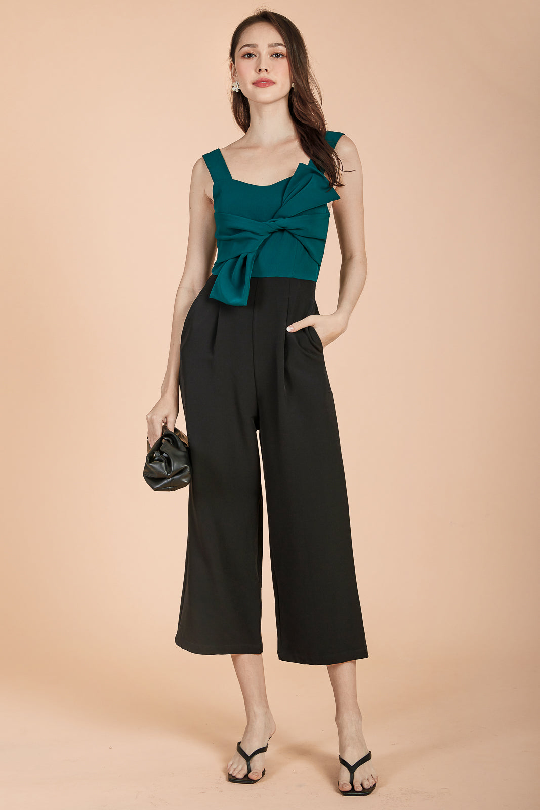 Bow Jumpsuit in Forest