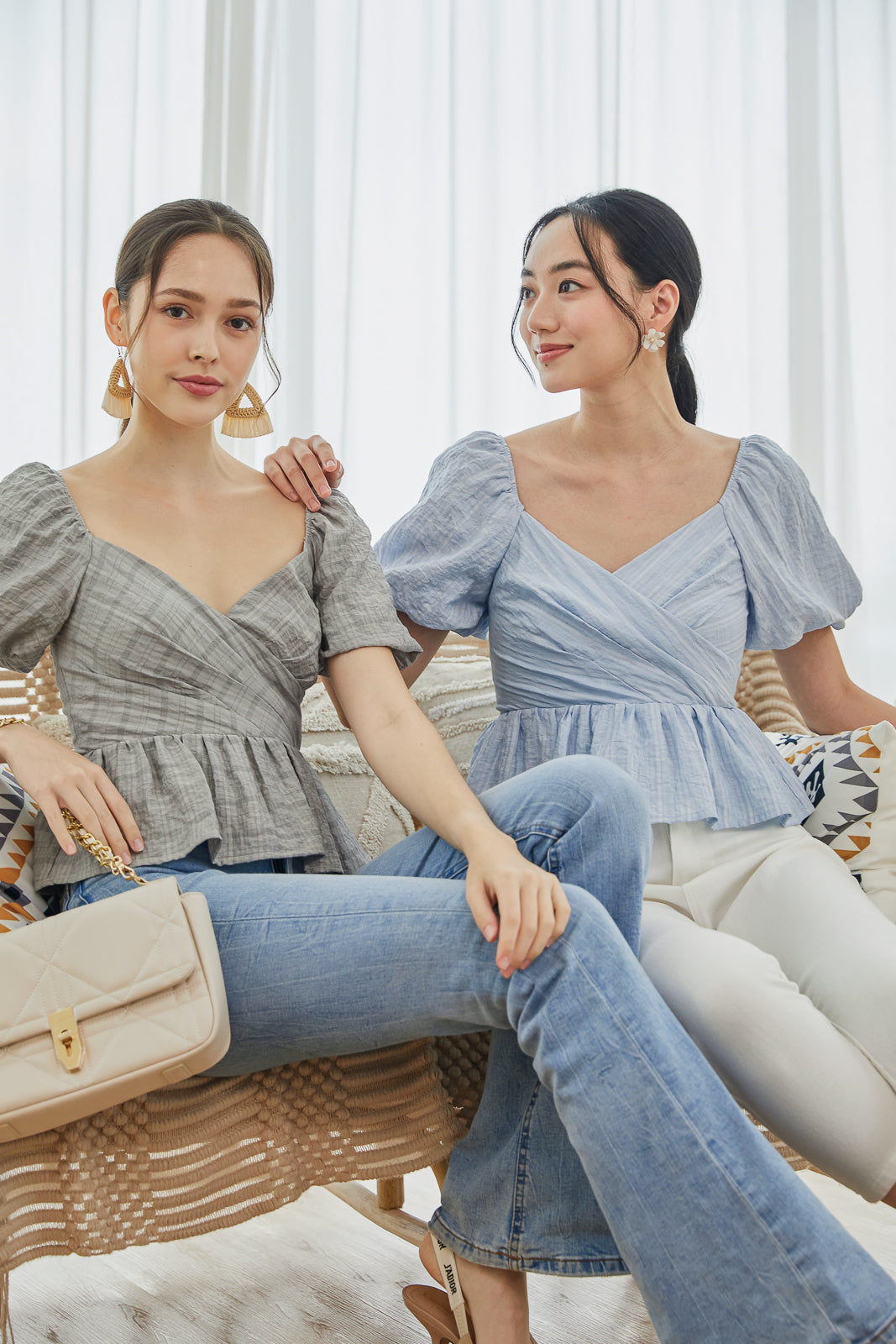 Staying Aligned Peplum Top in Pastel Blue