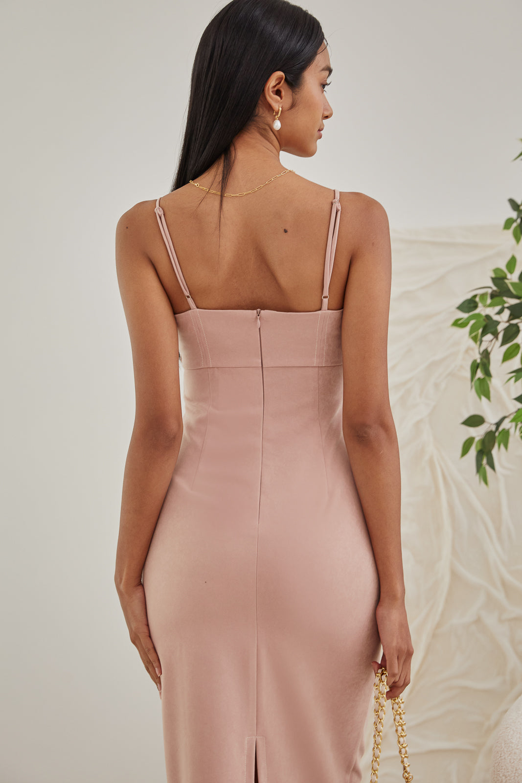 Aura Contrast Stitch Dress in Pink