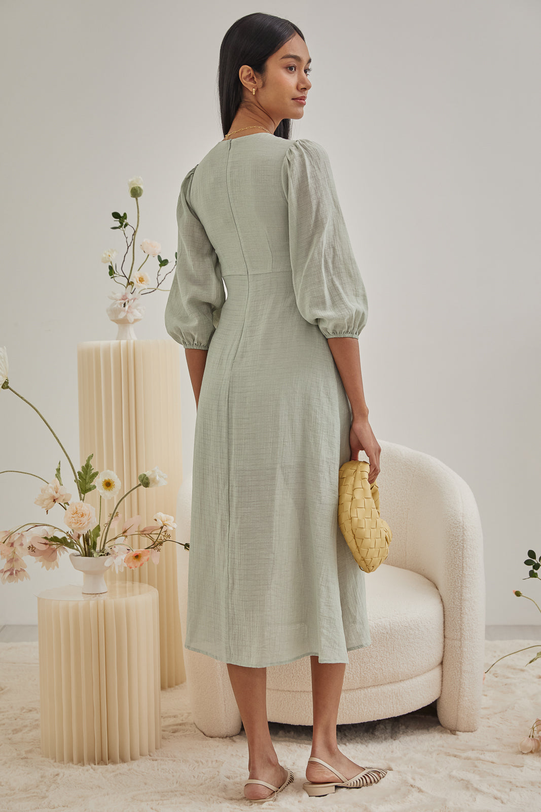 Lynne Cut-Out Kaftan Dress in Jade