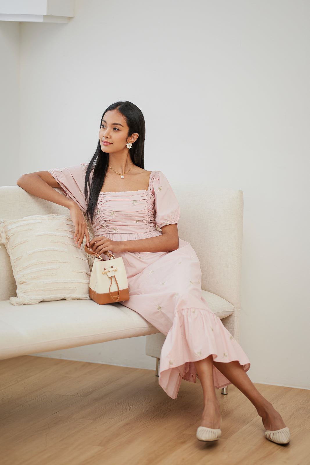 Ashley Embroidered Dress in Pink