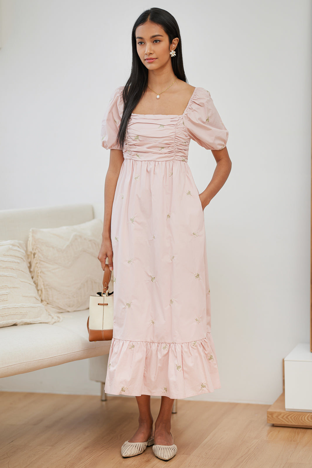 Ashley Embroidered Dress in Pink