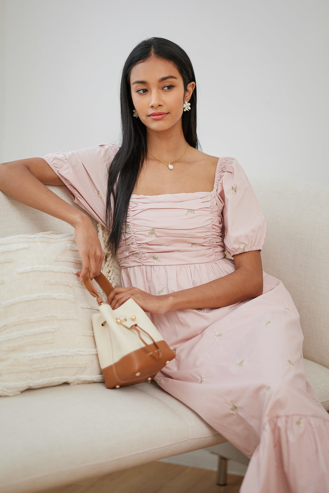 Ashley Embroidered Dress in Pink
