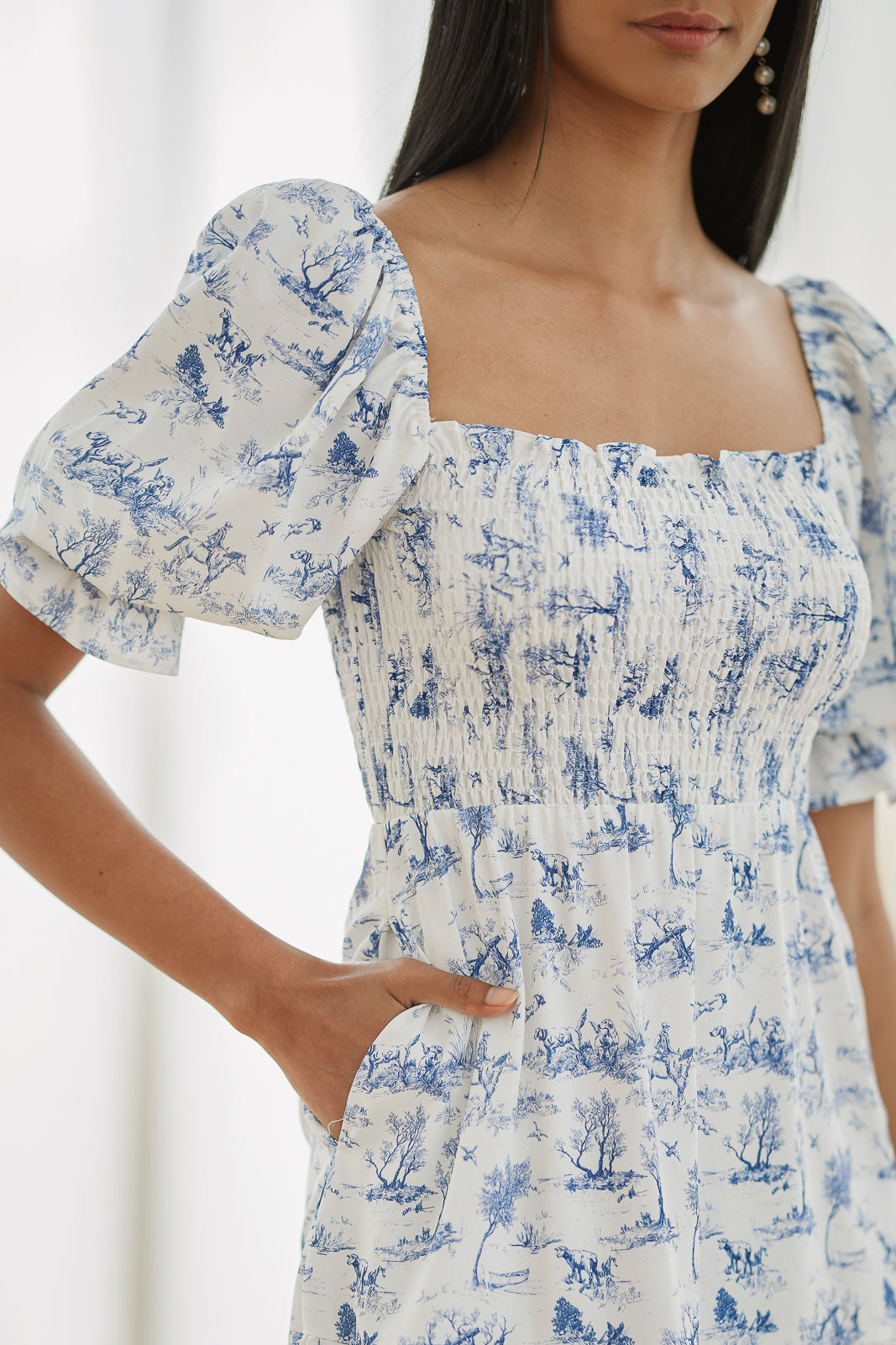 Restocked* Belissima Smocked Dress in Blue Safari