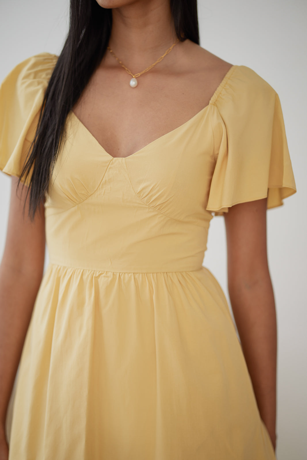 Flutter Sleeves Playsuit Dress in Daffodil