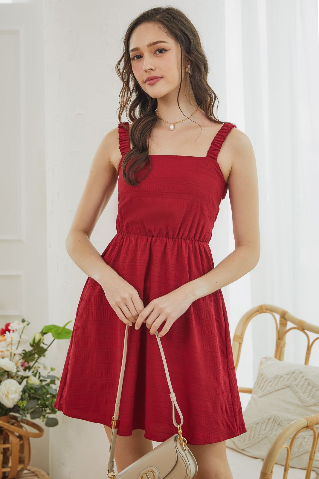 Red sales dress back