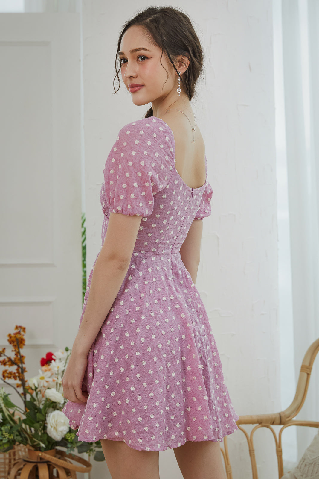 Daisy Wrap Mini Dress in Pink