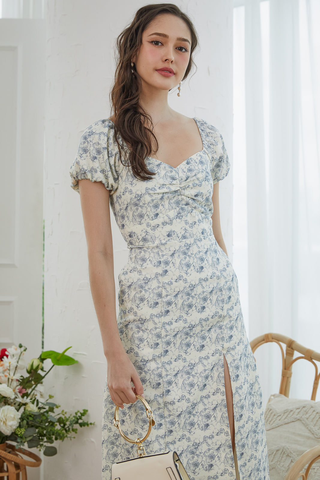 Restocked* Adeline Sweetheart Dress in Vintage Blue