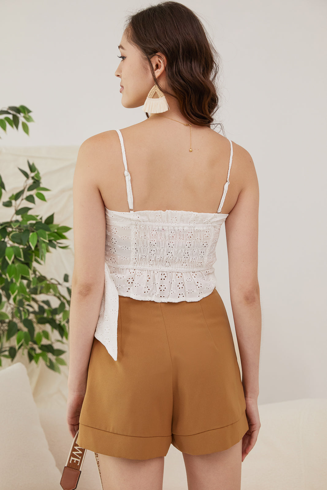 Eyelet Spag Sweetheart Wrap Top in White