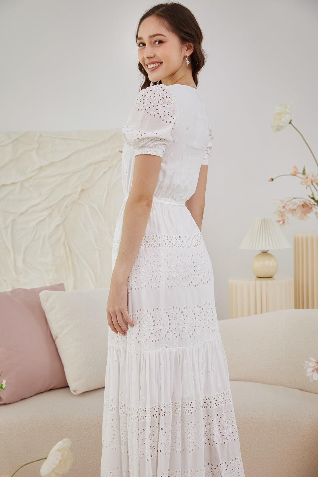 Restocked* Laura Eyelet Embroidery Maxi in White