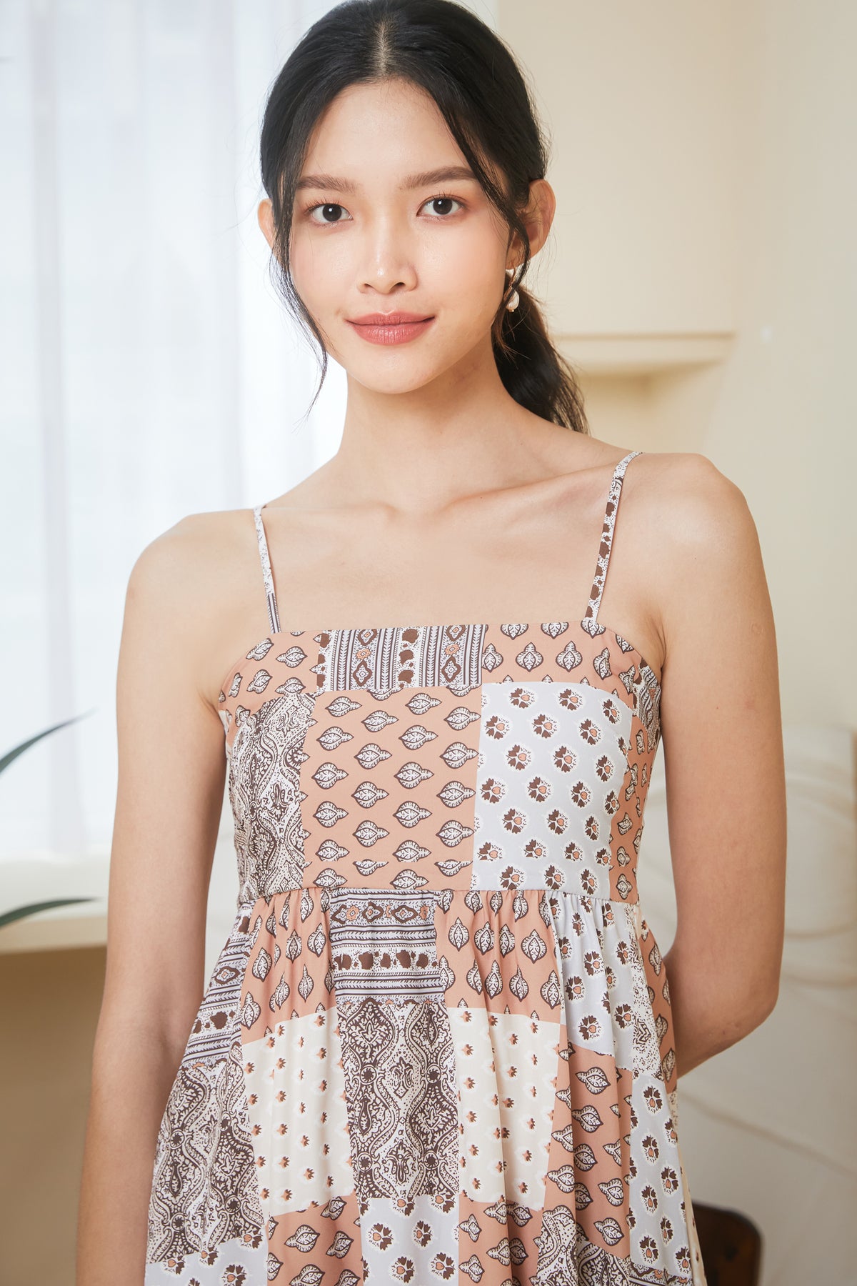 Bohemian Strappy Dress in Mocha