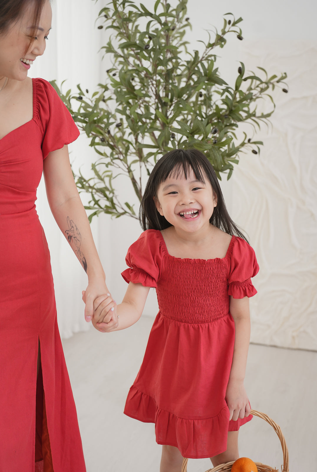 Little Smocked Dress in Coral Red (Kids)