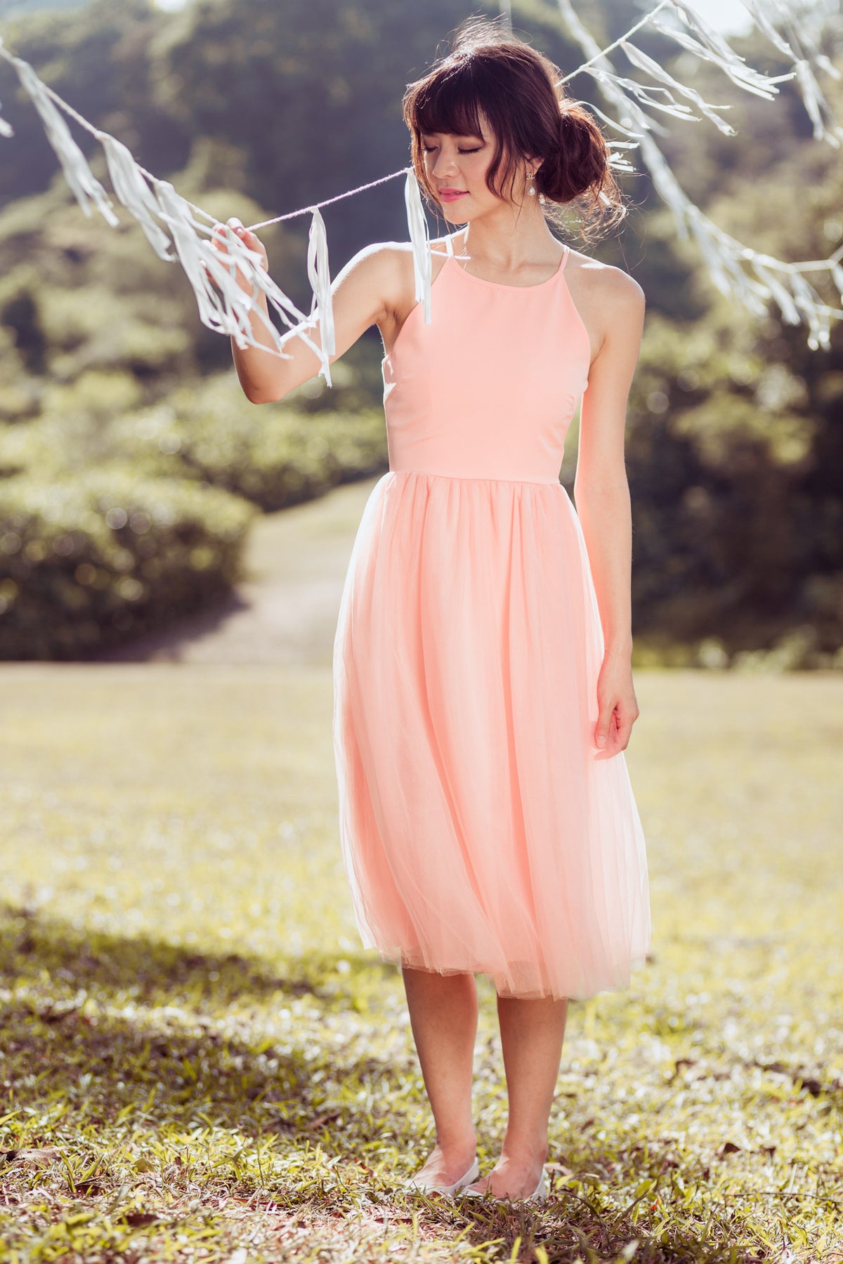 Midsummer&#39;s Night Tulle Dress In Peach Pink